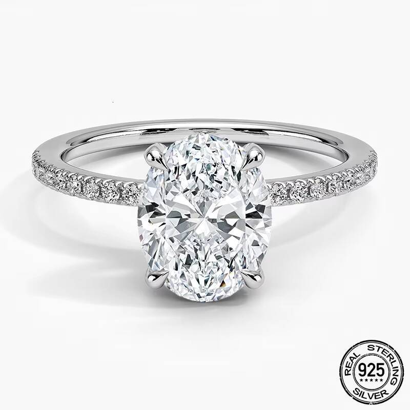PYQ 3ct Gold Plated Rose Gold Plated Jewelry 3ct Moissanite Classic Silver Iced Out Oval Diamond Ring Women Moissanite Ring