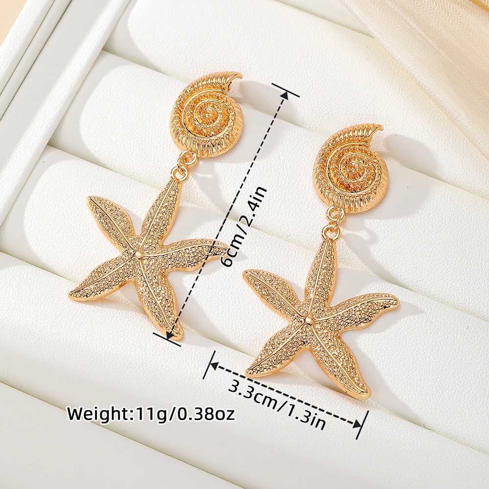 Retro Exaggerated Metal Shell Starfish Tassel Long Womens Earrings H260403