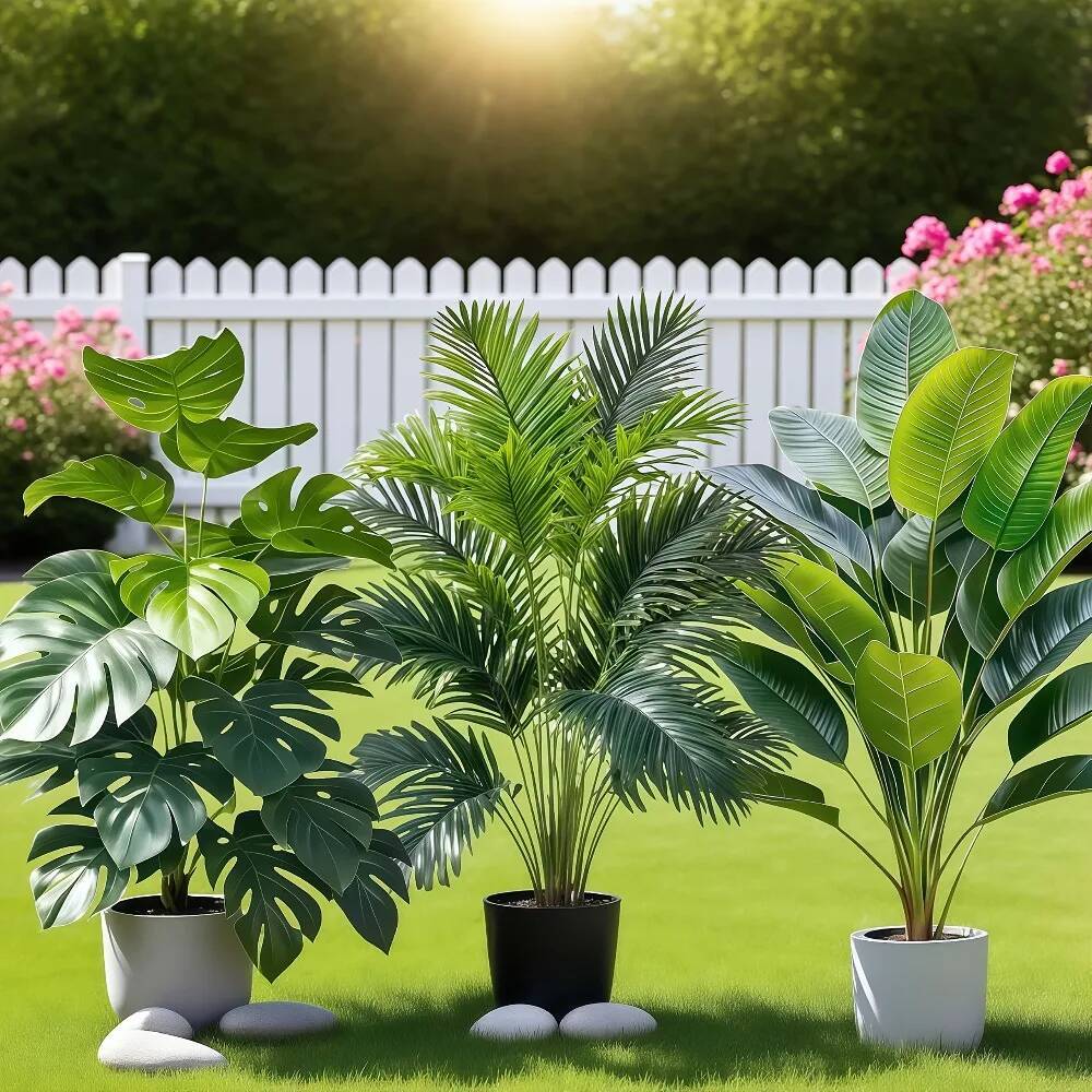 3pcs Large Artificial Areca Palm with 36 Leaves Tropical Plants Suitable for Indoor Garden Decoration Potted Plant ddmydog ddmydog