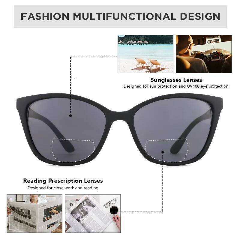 ZENOTTIC Butterfly Bifocal Reading Sunglasses Women Men Presbyopia Eyewear Sun Glasses Reader With Diopter From +100 to +350