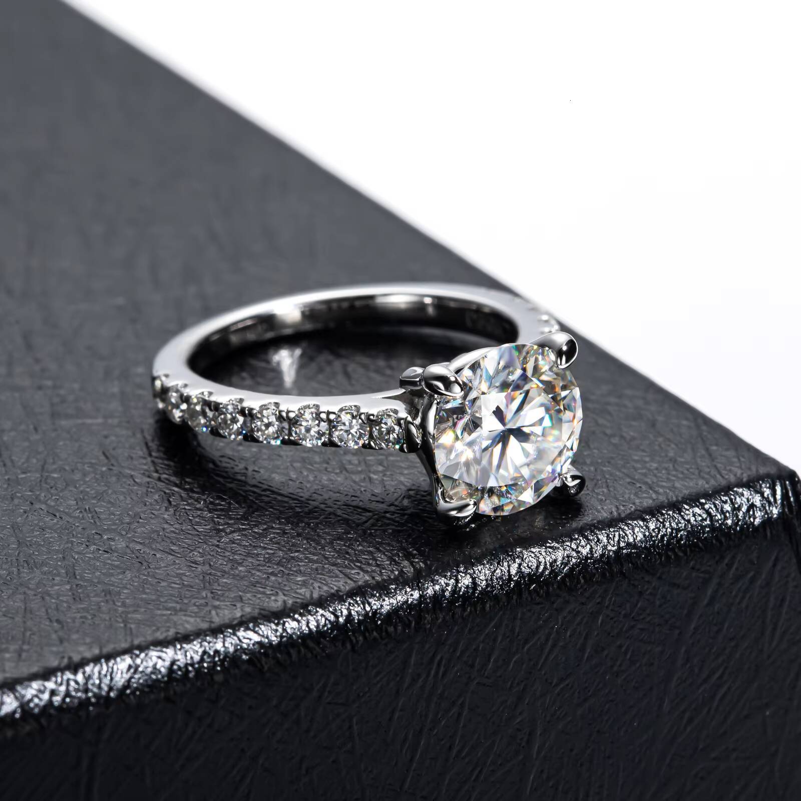 3 Ct Moissanite Eternity Band 925 Sterling Silver Engagement Ring for Tiktok Live Supply Factory Wholesale