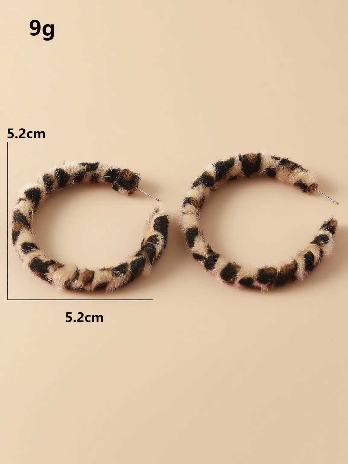 1 Pair Vintage Leopard Print Fuzzy Hoop Geometric Earrings Fashion Accessory For Daily Wear And Party H260403