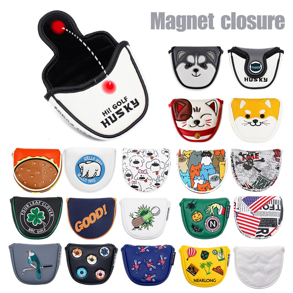 Golf Putter Cover Mallet Golf Headcover Magnetic Or Magic Tape Closure Golf Club Cover Multi Style Color Pattern Golf Supplies 260403