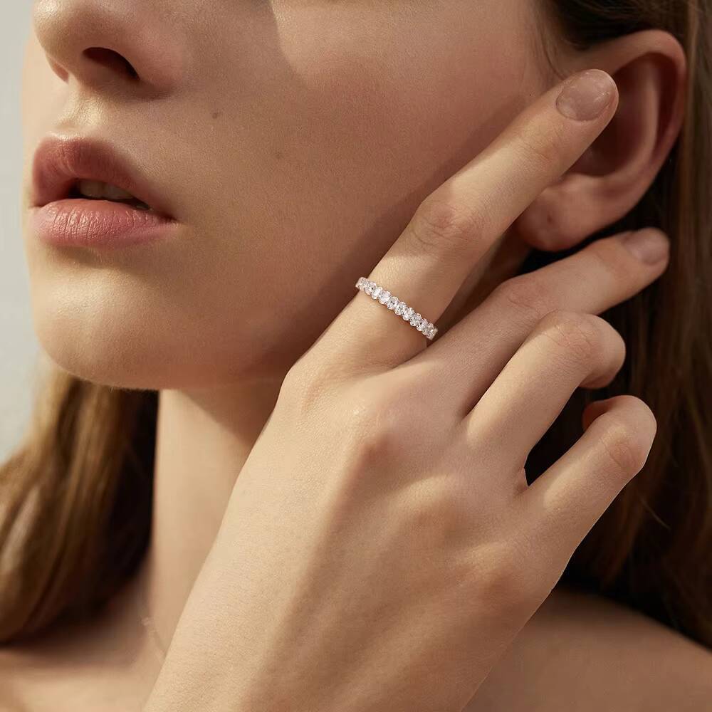 Oval Shaped 24mm Moissanite Eternity Band S925 Sterling Silver Gold Plated Unique yet Versatile Wedding Factory Direct