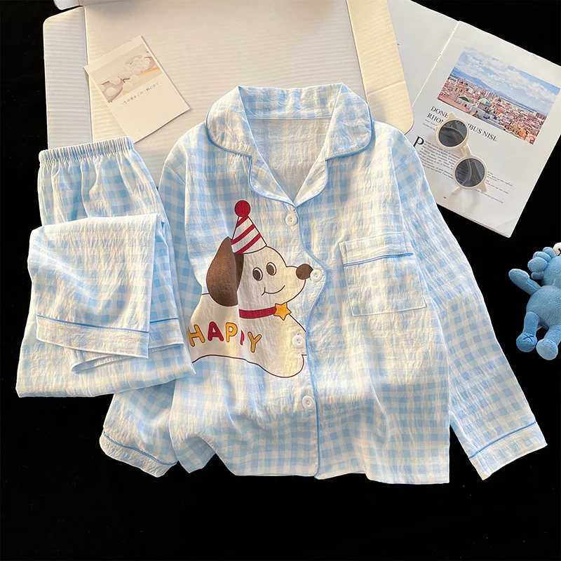 Kawaii Capybara Cartoon Children Pajamas Girls Fashion 2026 Spring Princess Lace Long Sleeves Pants Cotton Student Home Clothes H260403