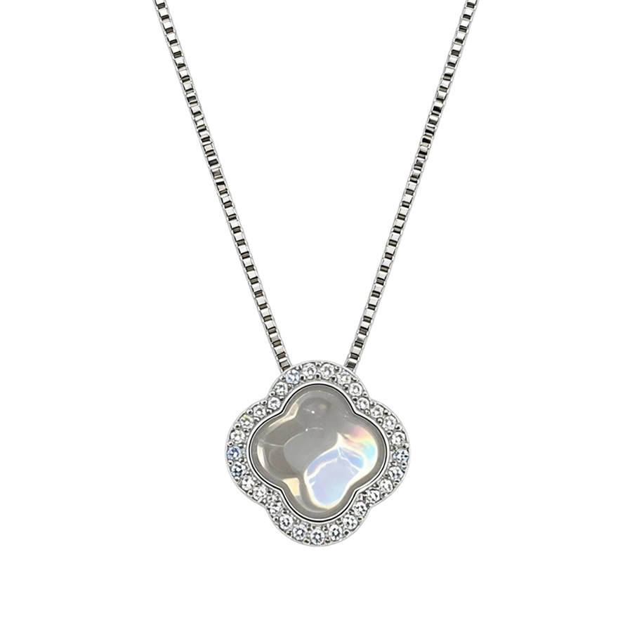 New Chinese-style zircon resin flower pendant necklace, light luxury high-end feel, collarbone chain, simple and elegant, suitable for commuting - view 9