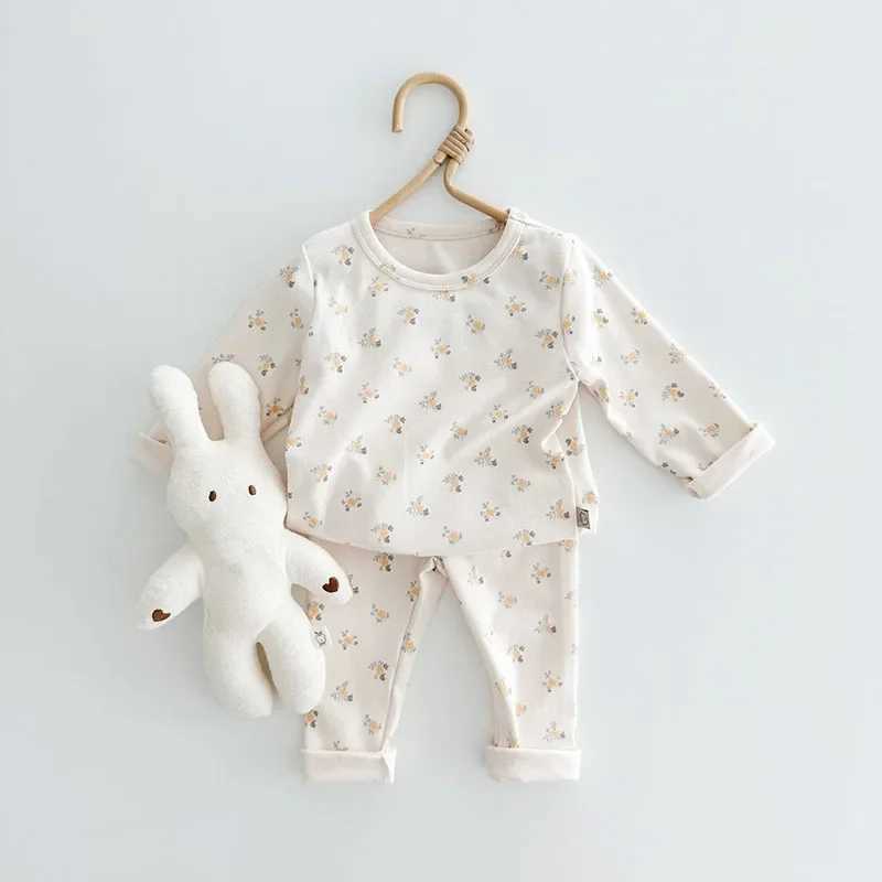 2pcs 2026 Spring Cotton Kids Home Wear Clothing Set Kids Girls Sweet Floral Bunny Home Wear Pajamas Suit Girls Sleeping Clothes H260403