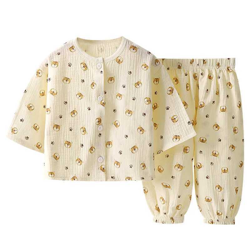 Boys Girls Sets Baby Cotton Yarn Clothes Sleepwear Outfits Kids TopsPants Home Wear 2PCS Children Long Sleeve Pajamas Suits H260403
