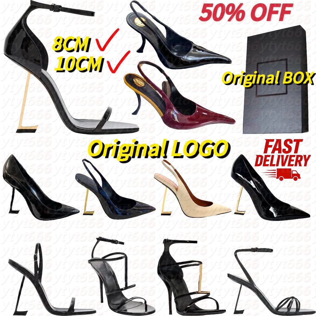 Heels Designer Golden heel Sandals High heels luxury Women Mules Dress Shoes Paris Dress Classics Women 8cm 10cm Black White Gold Wedding Heels with box Size 35-41