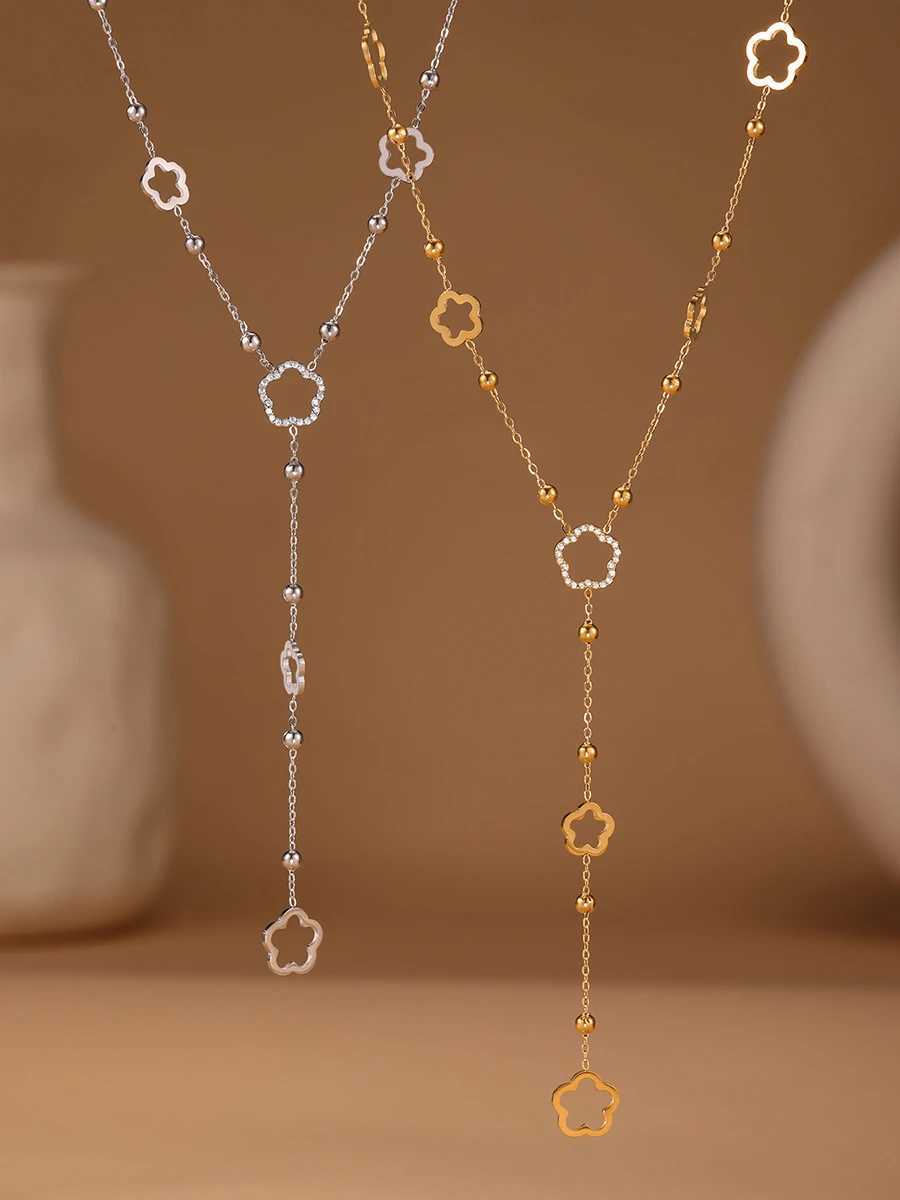 Premium Stainless Steel Long Necklace Trendy Pig Nose Style Y Shape Drop Pendant Waterproof Necklace for Women Girls Jewelry H260403