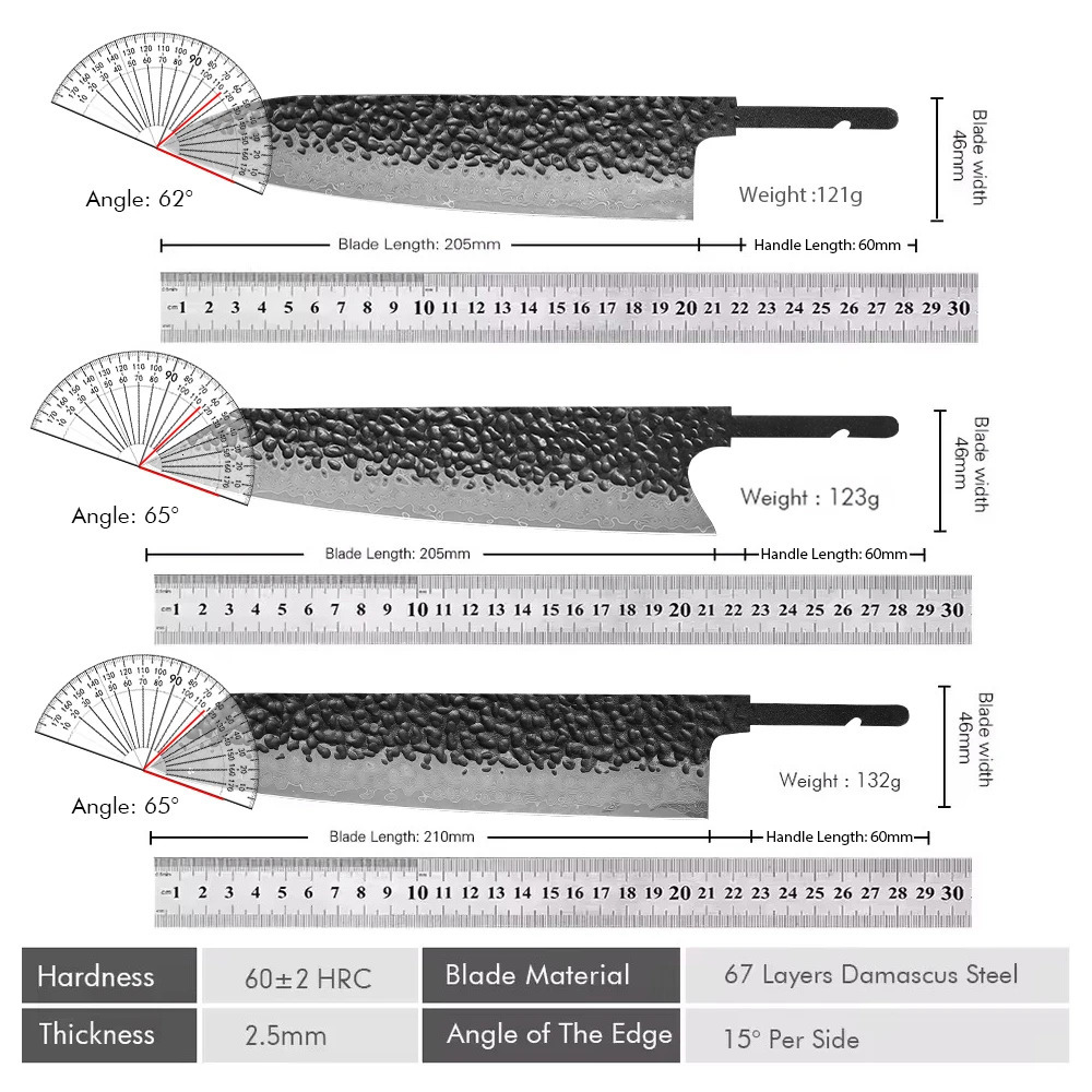 TURWHO Japanese Chef Knife Blank Blade DIY Handle Forged Damascus Steel VG10 Kitchen Knives Set Handmade Making Tools No Handle 260402