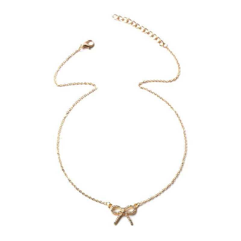 Fashion Rhinestone Bow Pendant Necklace For Women Exquisite Zircon Bowknot Choker Necklaces Office Party Jewelry Lady Gifts H260403