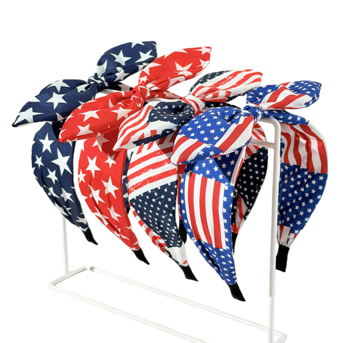 New American Flag Bow Independence Day Star Striped Rabbit Ear Headband Holiday Party Hair Accessories