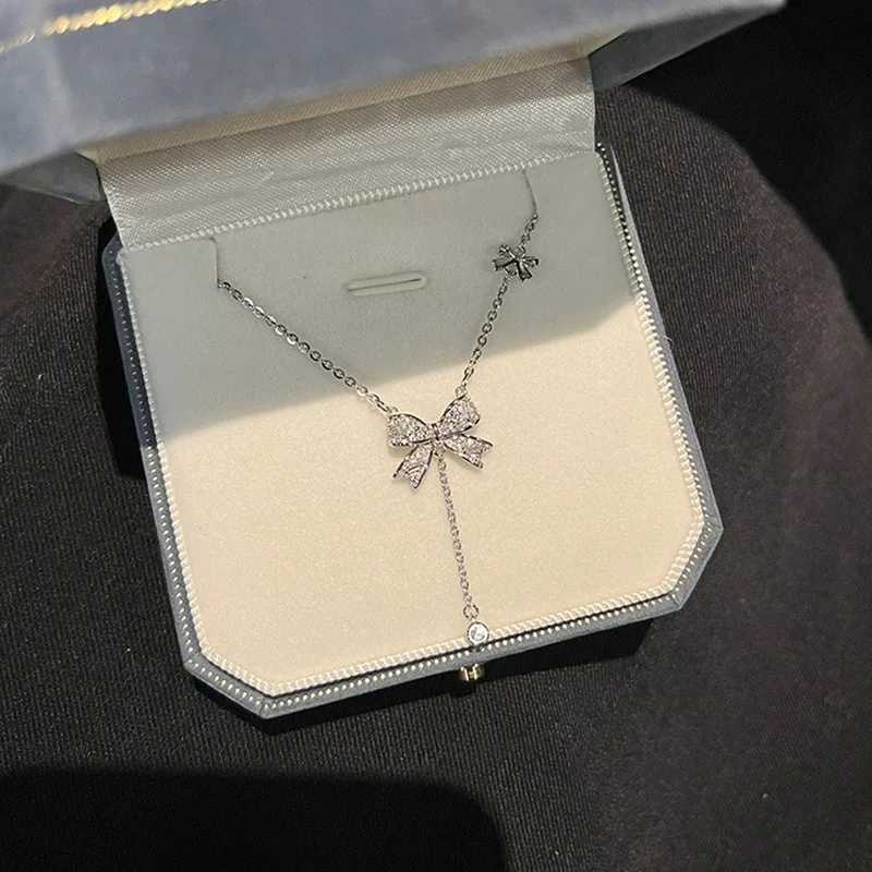 Tassel Zircon Butterfly Knot Pendant Necklace for Women Luxury Elegance Clavicle Chain Gift for Bestie Wholesale Jewelry H260403