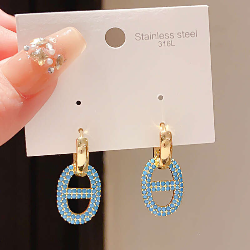 European and American Personality Diamond-Studded Pig Nose Geometric Ear Cuff Fashion Simple Elegant Niche High-End Ins Style Earrings for Women