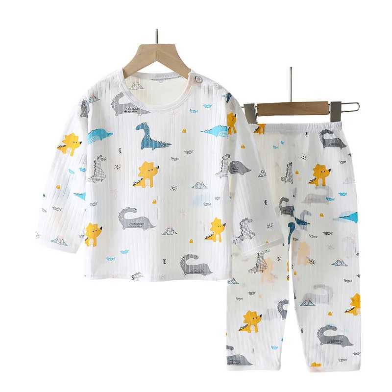 Soft Breathable Cotton Baby Children Pajamas Set Cute Cartoon Long Sleeve Home Sleepwear Set For 0-6 Years Old H260403