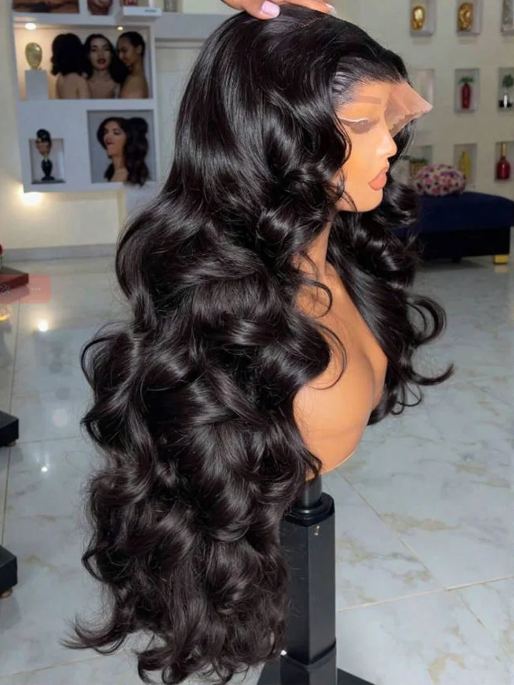 250 Density Human Hair Body Wave 13x4 HD Lace Frontal Wigs 30 40 Inch Black Loose Water 13x4 Lace Front Wig 5x5 Glueless Closure