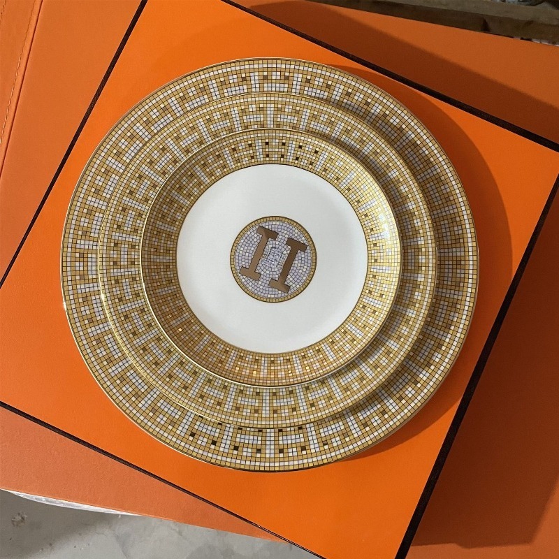 H Bone China Tableware Plate Ceramic Cup Plate Cup European Style Household Set Plate Creative Dish Plate