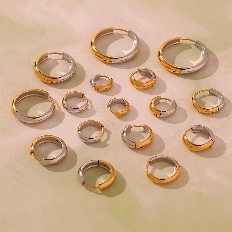 Nivora 18K Gold Plated Polished Smooth Women Hoop Earrings High Quality Stainless Steel Hypoallergenic Earring For Women Jewelry H260403