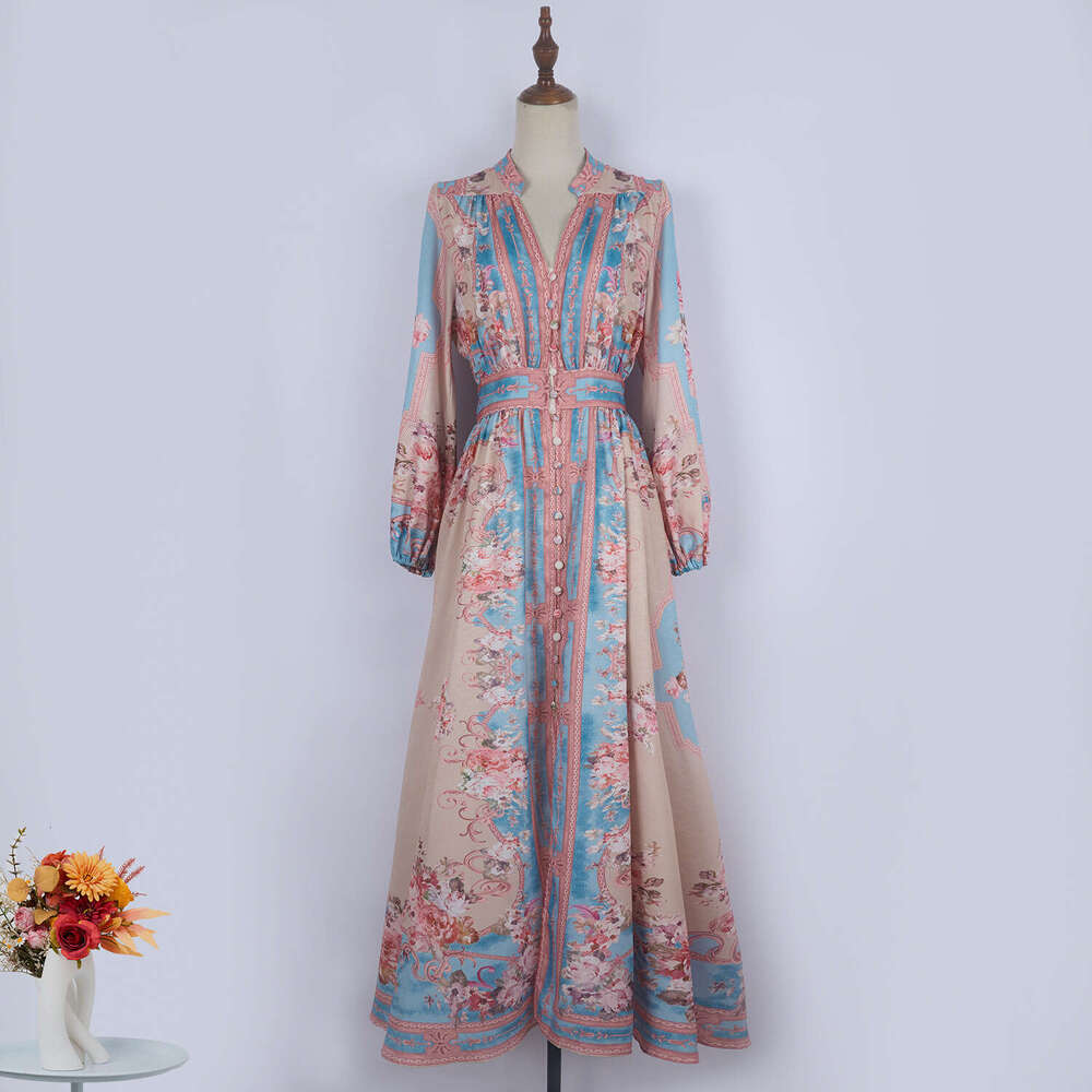 2026 Spring k30 and Summer Designer Holiday Style with Pattern Single breasted Women's Long sleeved Holiday Style Long Skirt