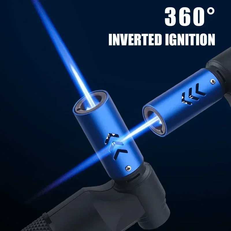HS Metal Butane Torch Lighter, Jet Flame Butane Lighter with Auto-Extinguish Safety, Black Textured Handle, Over 10,000 Ignitions - view 7