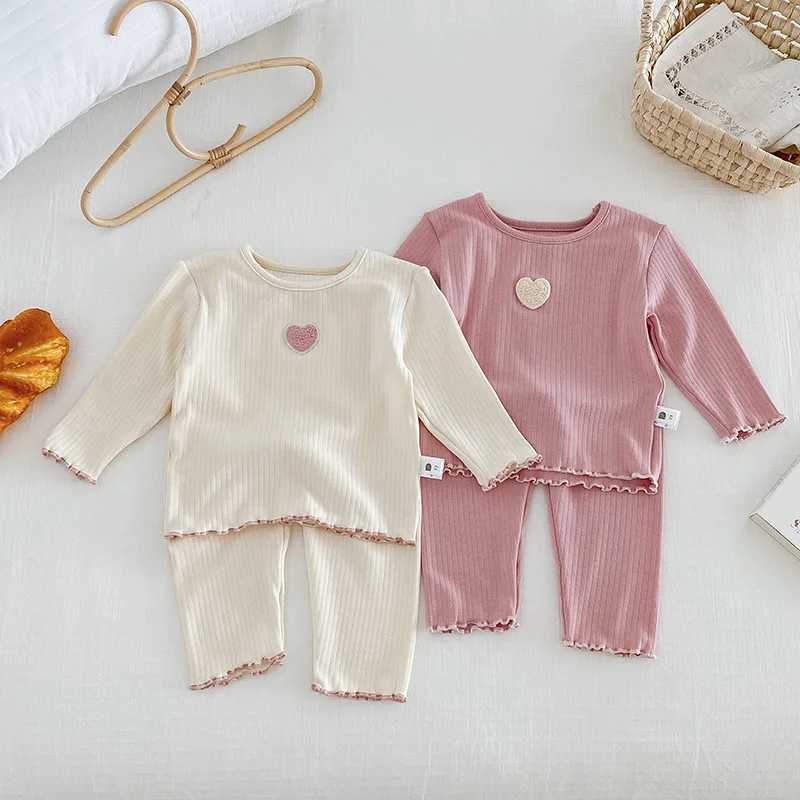 Korean Style Kids Pajama Set 2025 Cute Girls 2 Piece Sleepwear Warm Long Sleeve Autumn Winter Homewear Cozy Loungewear Outfit H260403