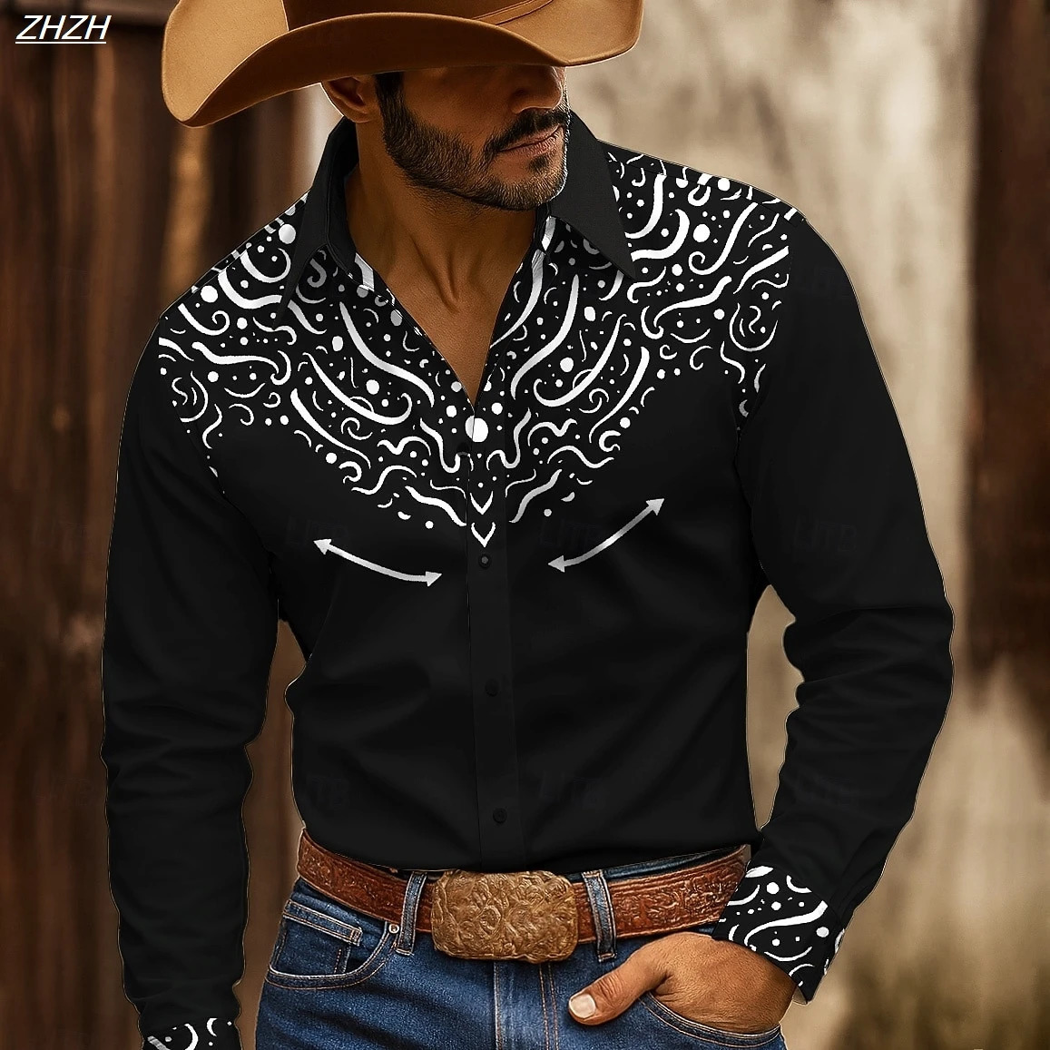 Retro Mens Floral Western long sleeve Shirt 3D Ethnic Print n Vintage Button Up Collared Spring Fall Casual Workwears 260402 - view 5