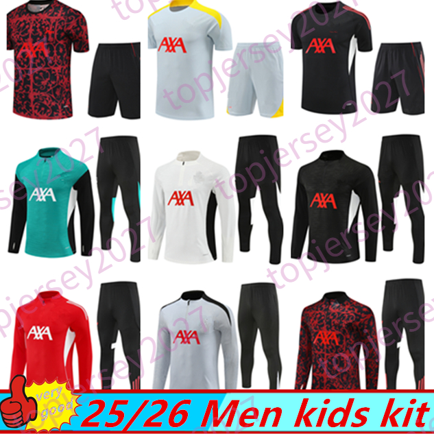fans 25 26 Liverpool Tracksuits Tracksuits 2025 2026 M.SALAH men kids half pull training jersey football tracksuit survetement foot chandal soccer Tracksuits kit