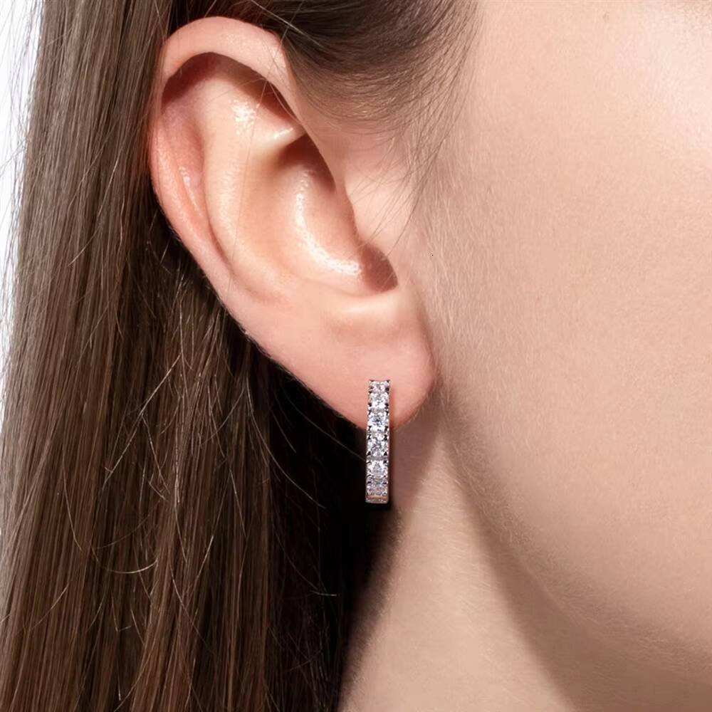 3mm/4mm Moissanite Hoop Earrings 925 Sterling Silver Light Luxury Fashion TikTok Live Wholesale