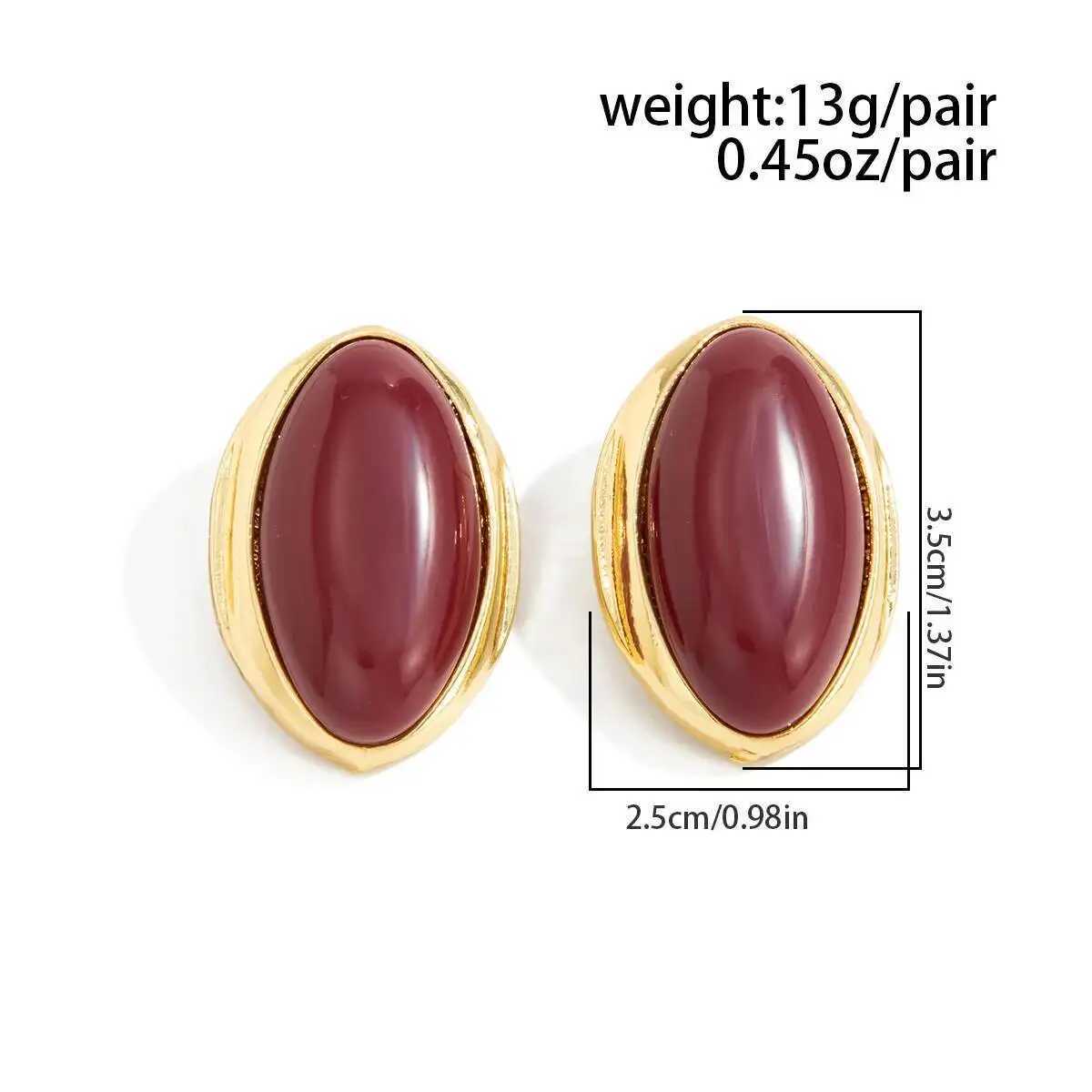 SHIXIN 1 Pair Retro Resin Acrylic Oval Stud Earrings for Women Trendy Gold Color Geometric Earrings Fashion Jewelry Accessories H260403