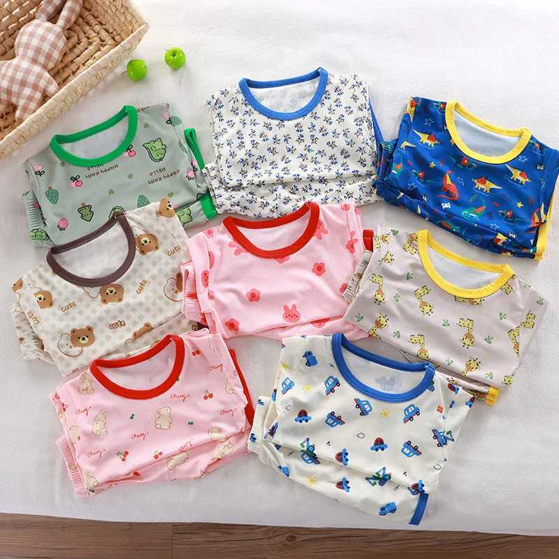 Baby Pajamas Sets Child Pajamas Toddler Short Sleeve Baby Nightwear Pyjamas Kids Cartoon Homewear Clothes H260403