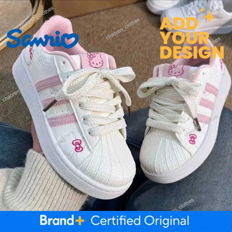 Sanrio Y2K Hello Kitty Springautumn Girls Cute Pink Sneakers Female Harajuku Soft Girl Skateboard Casual Vulcanized Shoes Women