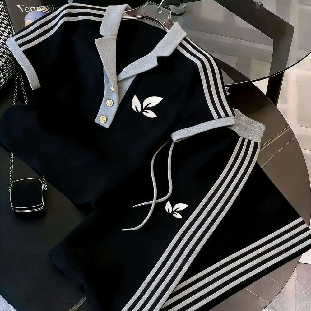 Men's Half Button Short Sleeve Polo Shirt And Long Pants Set Casual Fashion Suit Men's Trendy Outfit For Everyday Outings And Weekend Events - view 6