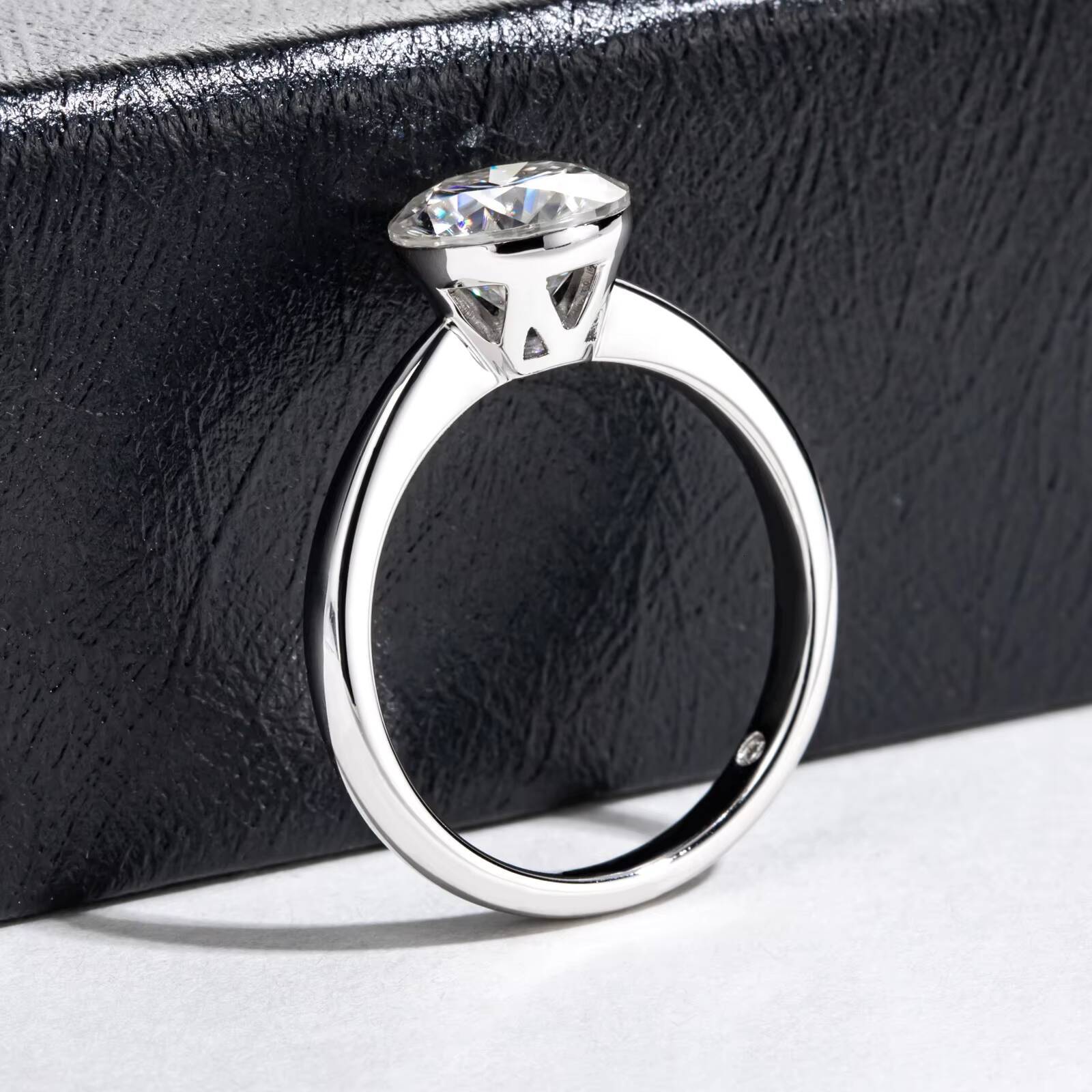 3 Ct Bezel-free Moissanite Ring 925 Sterling Silver Fashion Light Luxury Womens Jewelry European Tiktok Live Wholesale