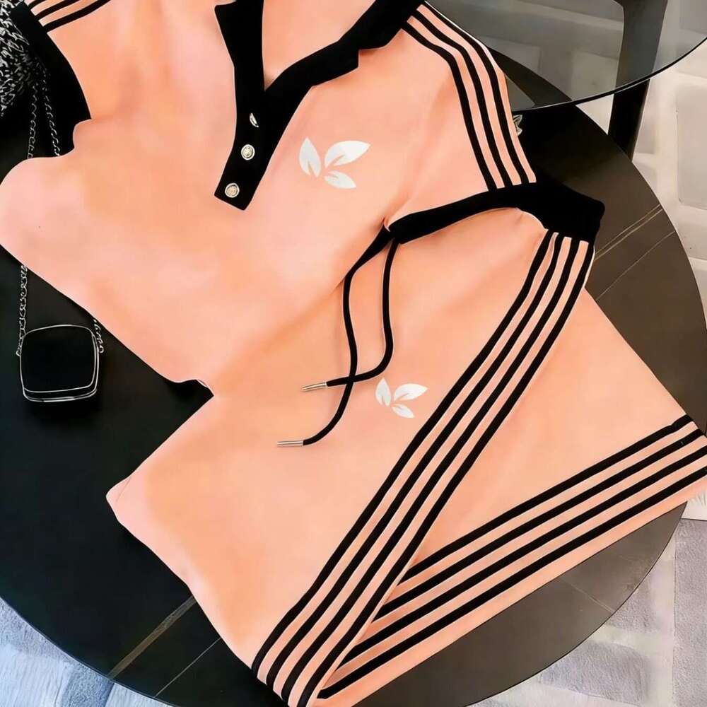 Men's Half Button Short Sleeve Polo Shirt And Long Pants Set Casual Fashion Suit Men's Trendy Outfit For Everyday Outings And Weekend Events