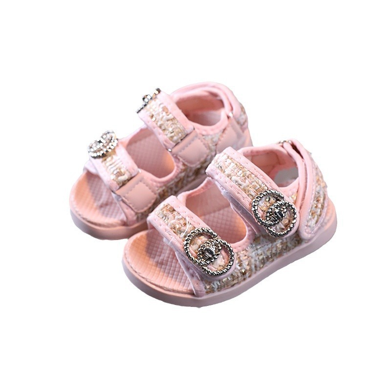Fashion Sandals Girls Summer Sandals Princess Elegant Double Hook Design Fashion Shoes Baby Soft Beautiful Beach Sandals Party Wedding Flat Sandals Fr
