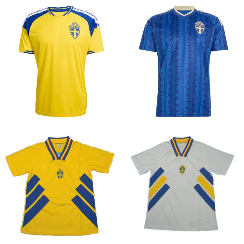 2026 Sweden Soccer Jerseys Mens 2026 GYOKERES BROLIN AYARI BERGVALL Uniform 1994 LARSSON Home Away BROLIN DHALIN ANDERSSON Retro Football Shirt kids kit