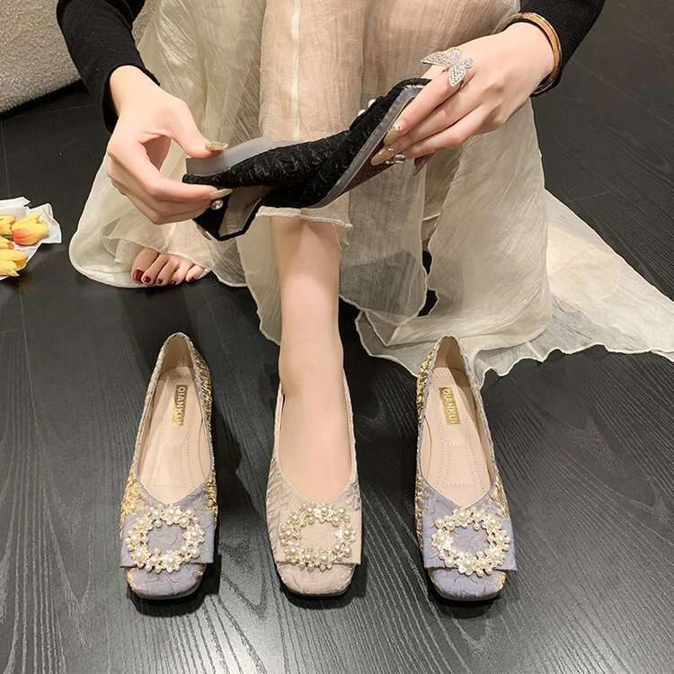 Pearl Slip-on Flat Shoes Women, 2025 New Trendy Casual Style To Pair With Skirts, Fairy-style Loafers For Women Free Shipping