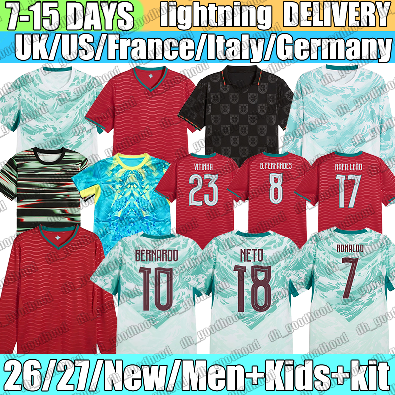 Portugal Jersey Ruben Dias Joao Cancelo Joao Felix R. Leao Jersey Bernardo Ronaldo B. Fernandes Soccer Jerseys 26 27 football shirt fans player version Men Kids kit