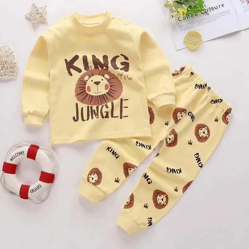 Cartoon Pajamas Suits Childrens Baby Boys Girls Spring Autumn Sleepwear Home Clothes Cotton Autumn Long Trousers Kids Pijamas H260403