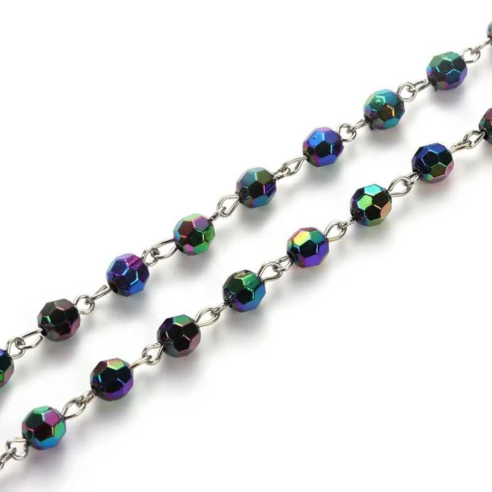 Fashion Vintage Cross Necklace Rosary Beads Chain Jesus Crucifix Virgin Mary Pendant Chain Jewelry Necklace H260403