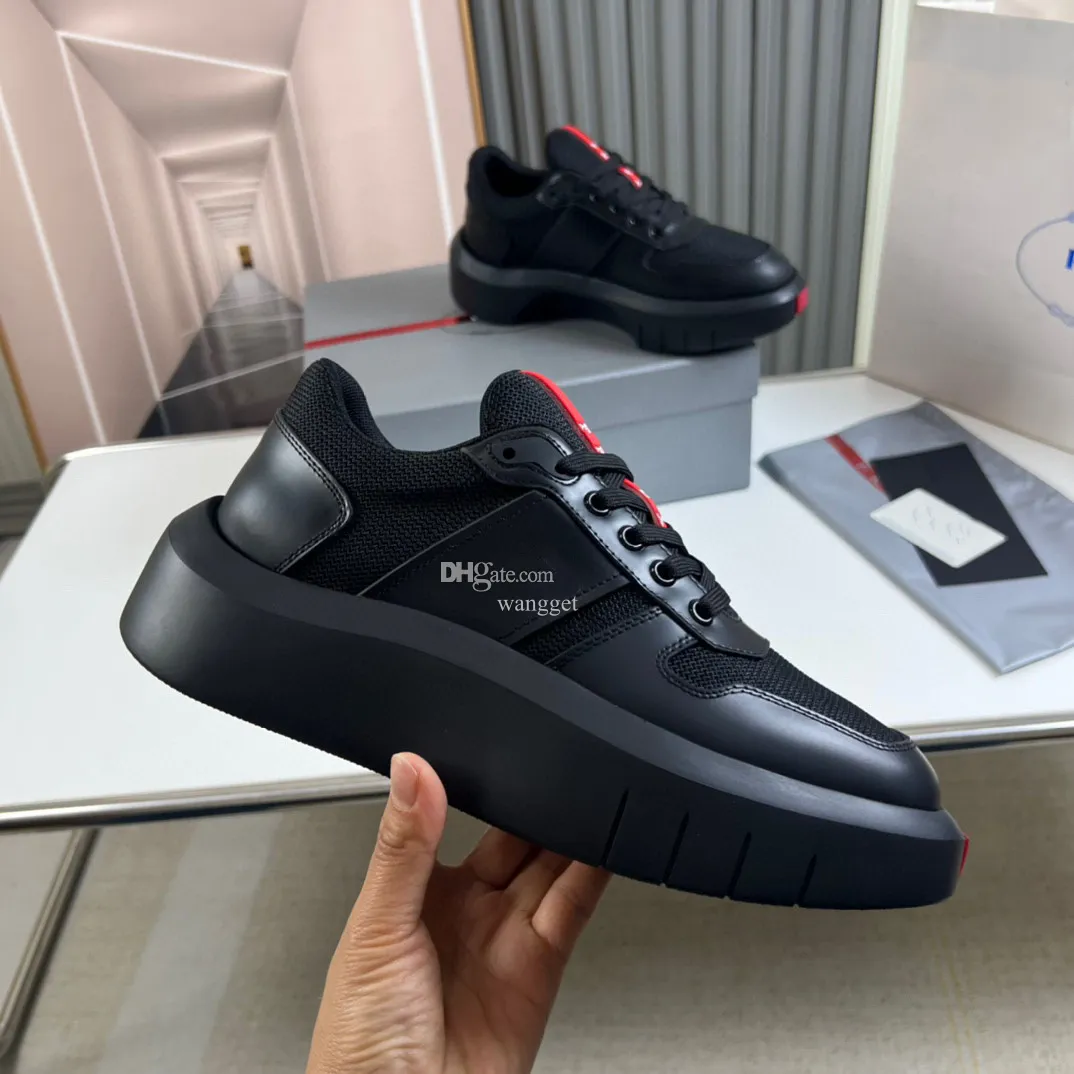 Luxury brands Casual- stylish Men Thick bottom Skateboard Shoes White Black Brushed Leather Comfort Man Outdoor Walking With Box EU38-45 Box