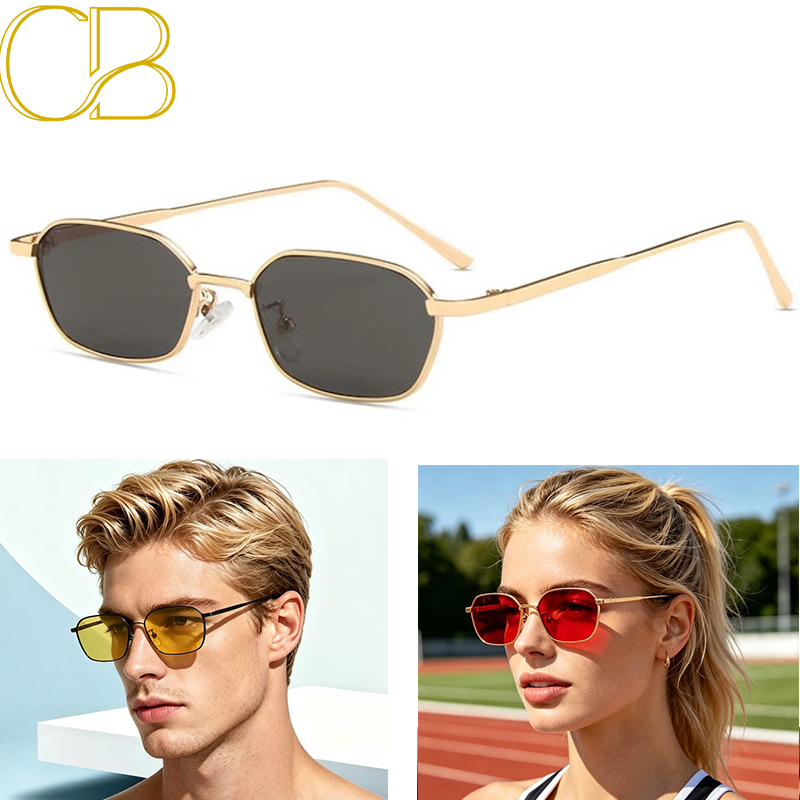 CB Small Square Sunglasses Women Men Brand Steampunk Metal Frame Sunglasses Men Retro Glasses UV400 Eyeglasses Summer Beach Outdoor Travel Fashion Acc