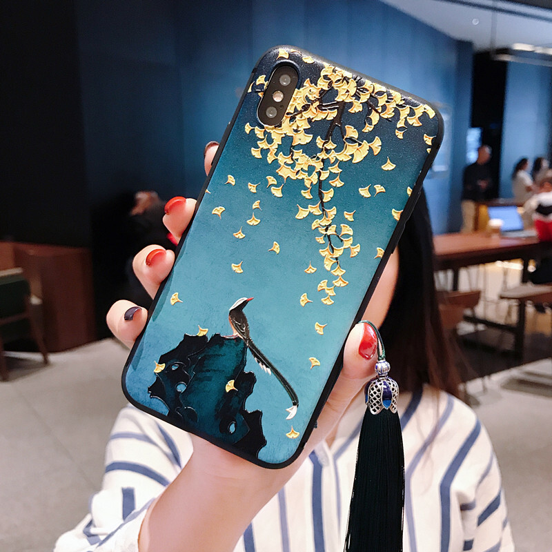 Luxury Designer Oriental Cheongsam Pattern Phone Case Premium Embossed Floral Bird Protective Shell For Iphone High-end Traditional Accessory