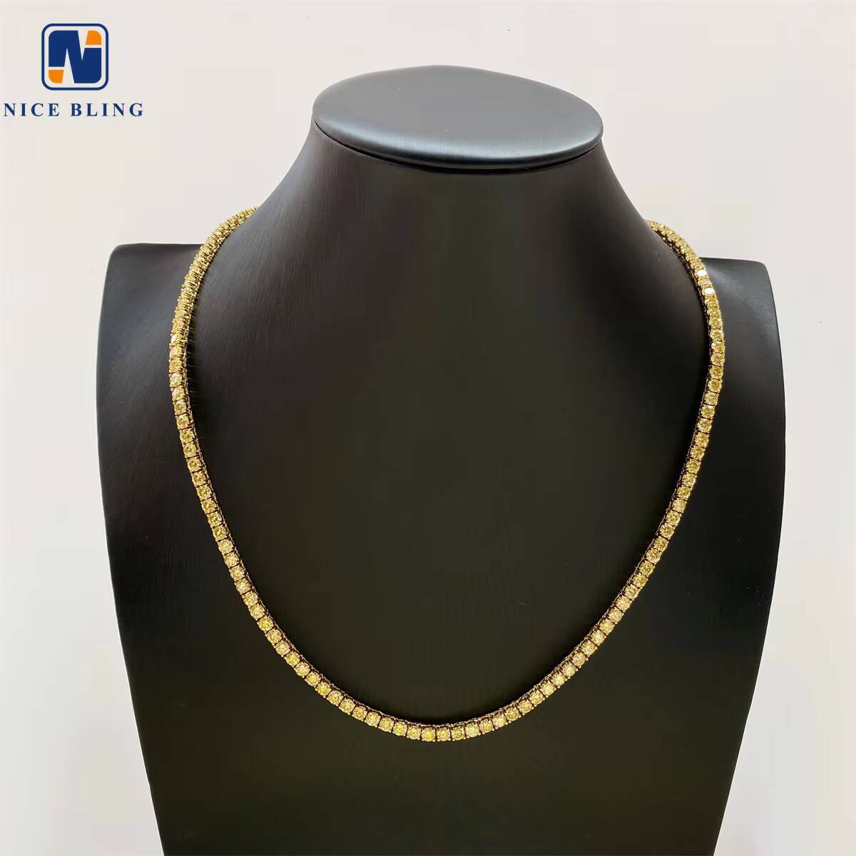 Bling HipHop Jewelry Yellow Tennis Chain Iced Out VVS Moissanite Diamond 4mm Colorful Tennis Fashion Jewelry Necklaces