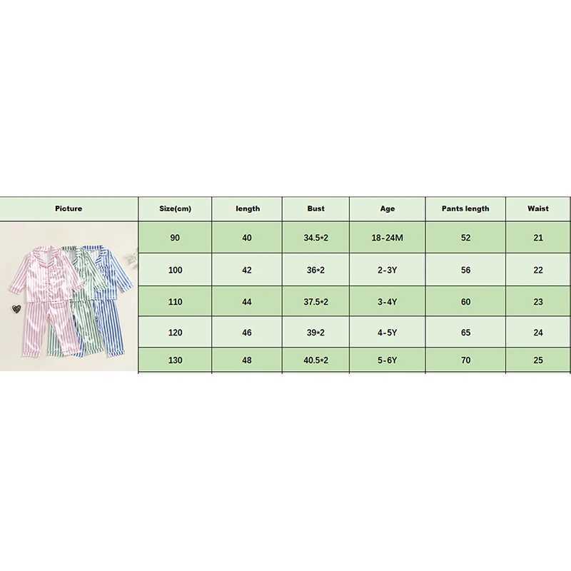 Kid Girls Boys Fall Pajamas Set Stripe Print Long Sleeve Shirts Tops Long Pants Satin 2 Pieces Lounge Suit Sleepwear H260403