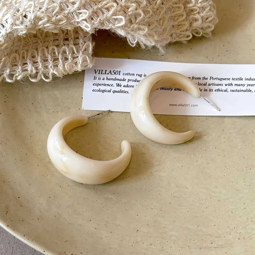 Retro C Shape Resin Drop Earrings Simple Stud Earrings For Women Fashionable Acrylic Jewelry H260403