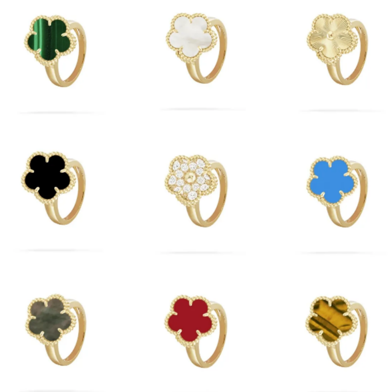 Four-leaf clover ring, versatile and elegant, four-leaf petal elements, niche design jewelry