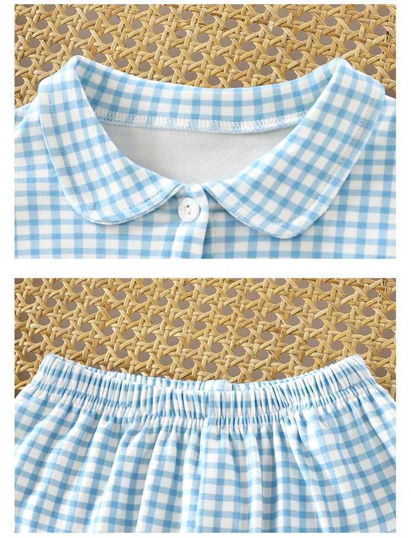 New Arrival Spring Soft Kids Girls plaid Homewear Set 1-7Y Cartoon Bear Baby Girls Sleepwear Pants Children Pajamas Suit H260403