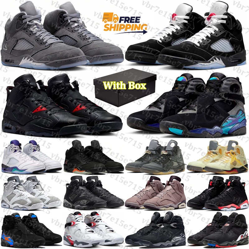 free shipping Designer with box Basketball shoes 5s 6s 8s sneakers for mens womens Black Metallic Wolf Grey Fire Red outdoor men women trainers Sports runners